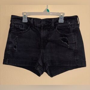 Old Navy Washed Black Boyfriend Mid-Rise Distressed Denim Short - 8